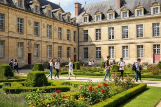 Bâtiment historique de l'école Saint-Martin de France entouré d'arbres verdoyants