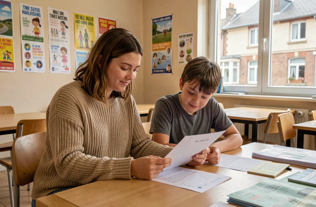 Bénévole de l'AFEV Pas-de-Calais accompagnant gratuitement un collégien dans ses devoirs