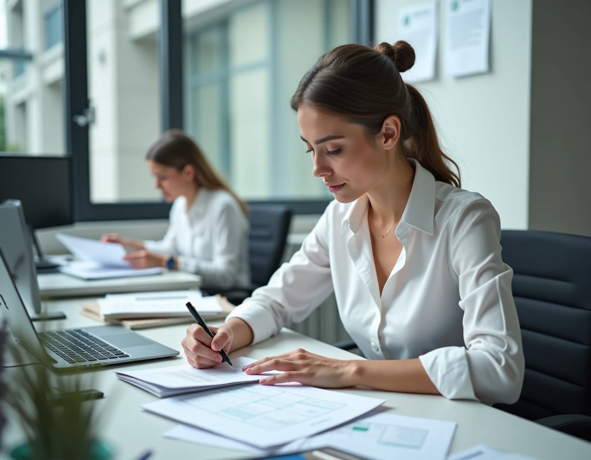 Apprentie en CFA remplissant un formulaire d'évaluation Habilec 8 sous la supervision d'un formateur