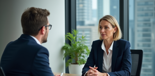 Coaching : Quel est le tarif idéal pour un accompagnement professionnel ? Coach professionnel en discussion avec un client en bureau moderne