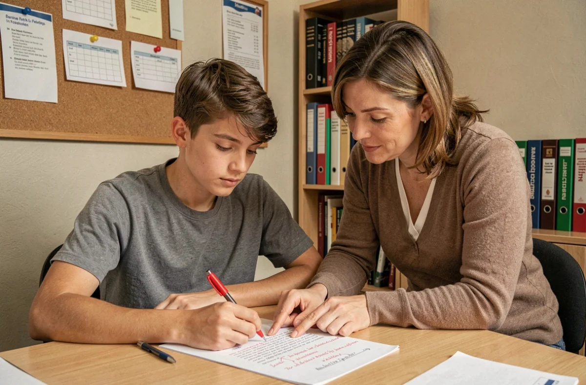 Accompagnement collège et lycée avec Complétude, élève et tutrice en session de travail