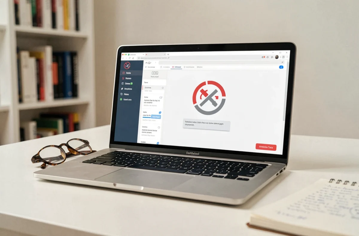 Écran d'ordinateur portable affichant une interface logicielle CAP RLA avec indicateur de déconnexion réseau sur un bureau minimaliste