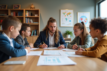 Groupe d enseignants d'école primaire en réunion