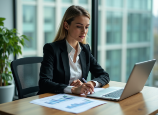 Analyste ESG : définition, rôle et compétences requises Femme d affaires analysant des graphiques ESG au bureau