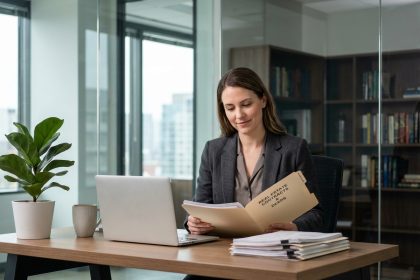 Femme d affaires organisée avec dossier immobilier