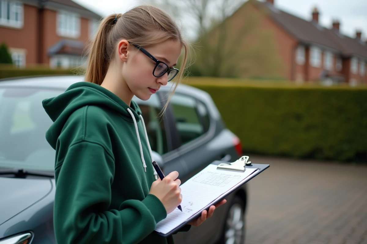 Fille vérifiant une checklist à côté d