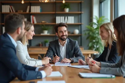 Groupe de professionnels en réunion de travail