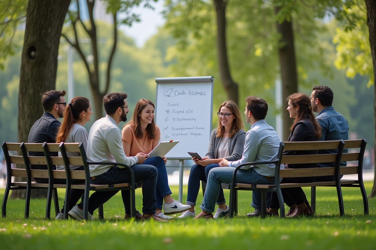 Groupe divers de jeunes professionnels en plein brainstorming