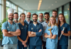 Groupe de professionnels dans un bureau moderne et lumineux