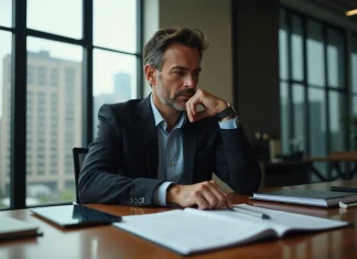 Homme d'affaires en tenue professionnelle dans un bureau moderne