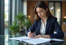 Compétences : comment valoriser vos atouts professionnels pour se démarquer Jeune femme professionnelle en bureau moderne en train de prendre des notes