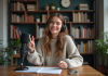 Conseils pour réussir un podcast : les clés d’une émission de qualité Jeune femme souriante en podcast dans un bureau moderne