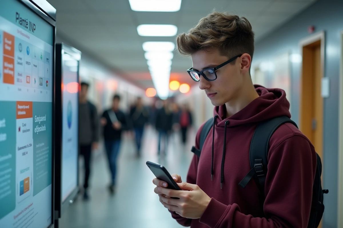 Jeune homme avec smartphone utilisant l