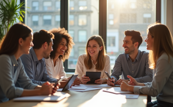 Gratification des stagiaires en 2025 : les nouvelles tendances Groupe d'internes jeunes dans un bureau moderne