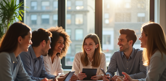 Gratification des stagiaires en 2025 : les nouvelles tendances Groupe d'internes jeunes dans un bureau moderne