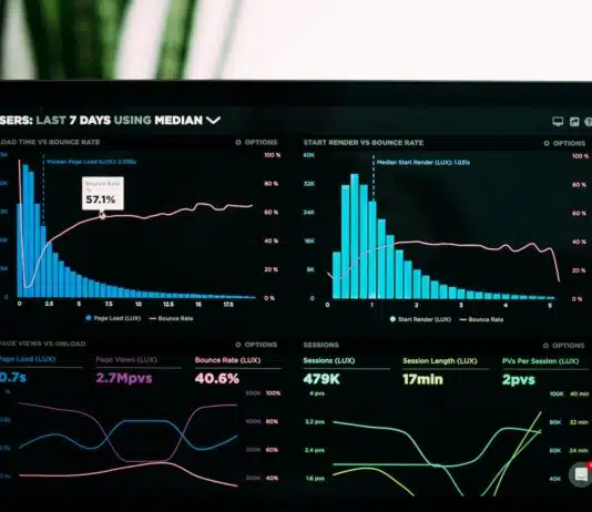 graphs of performance analytics on a laptop screen