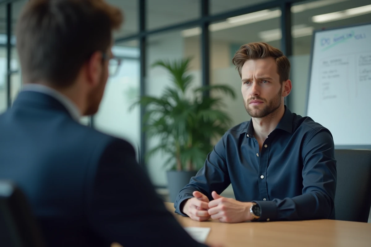 Étudiant en master 2 négociant son salaire d'alternance face à un recruteur en entretien