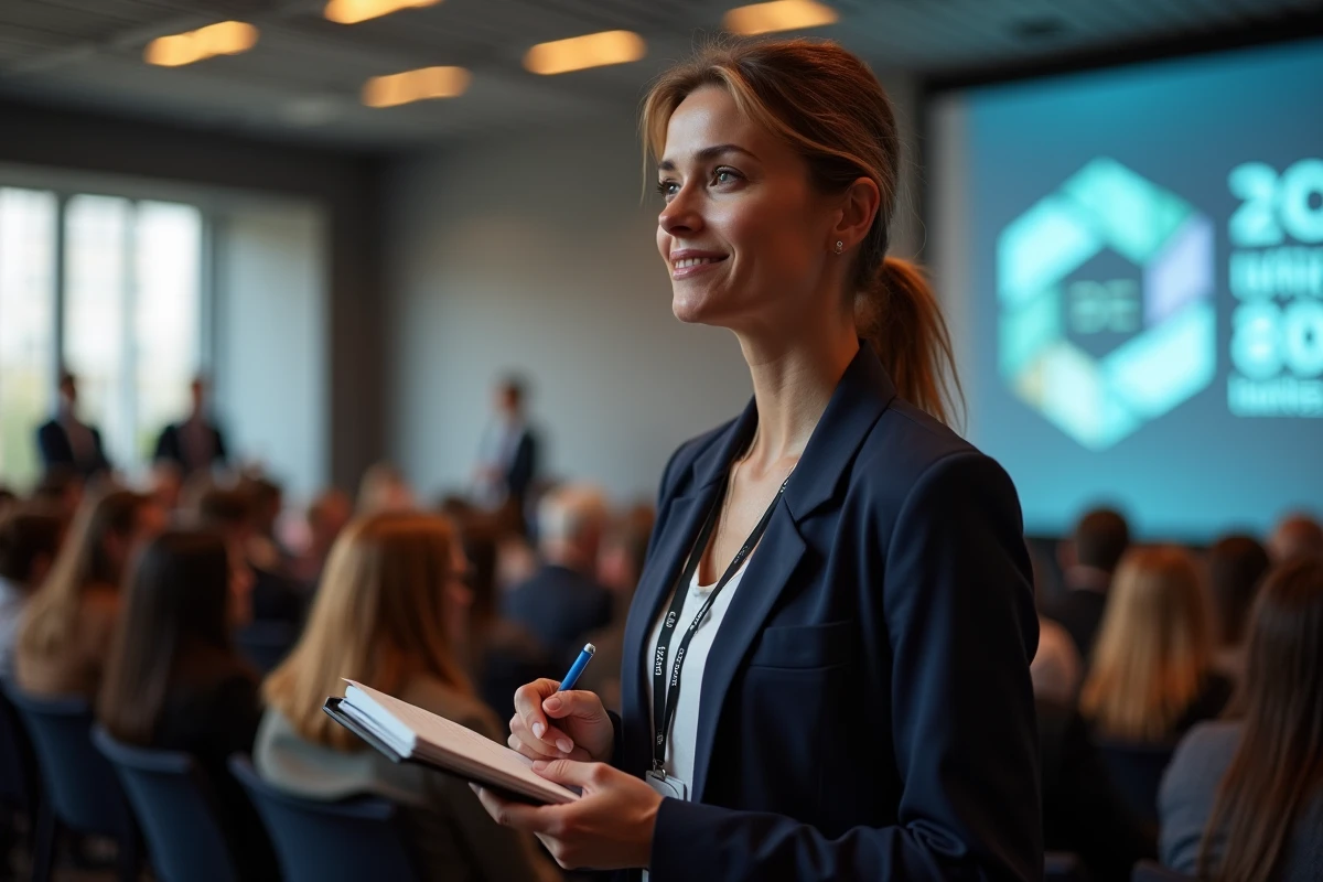 Participante prenant des notes lors d'une conférence formation digitale à Paris