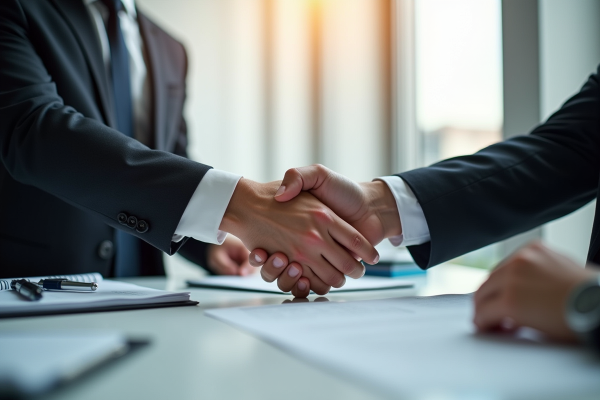 Poignée de main entre un manager et un stagiaire