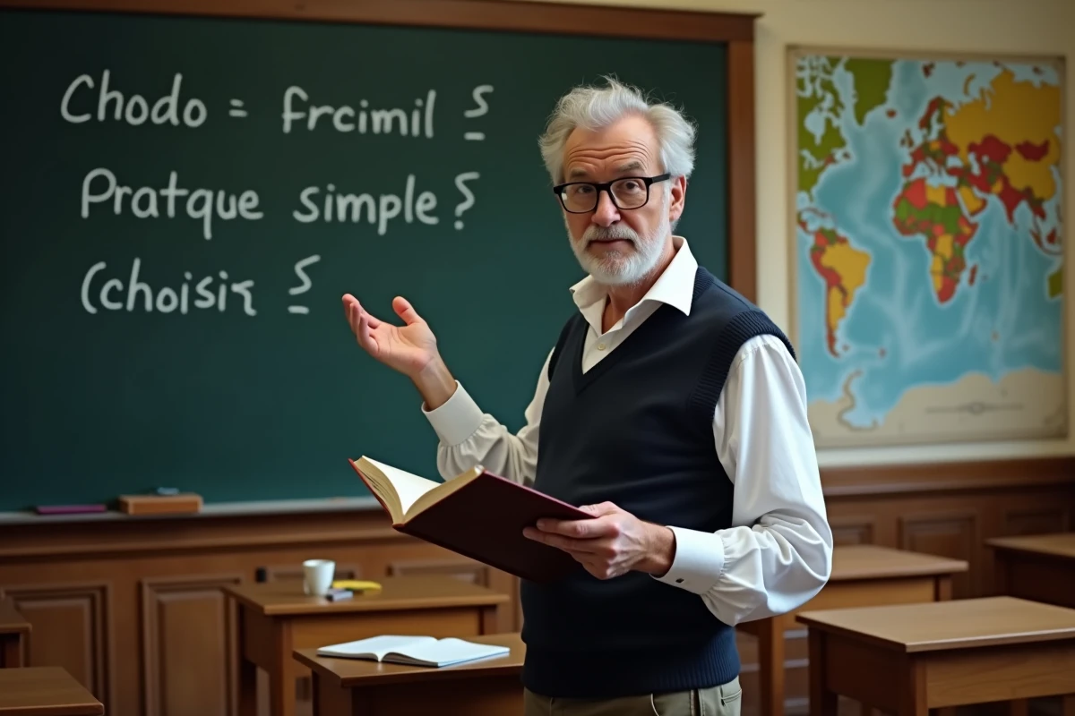 Professeur expliquant la conjugaison du passé simple en classe